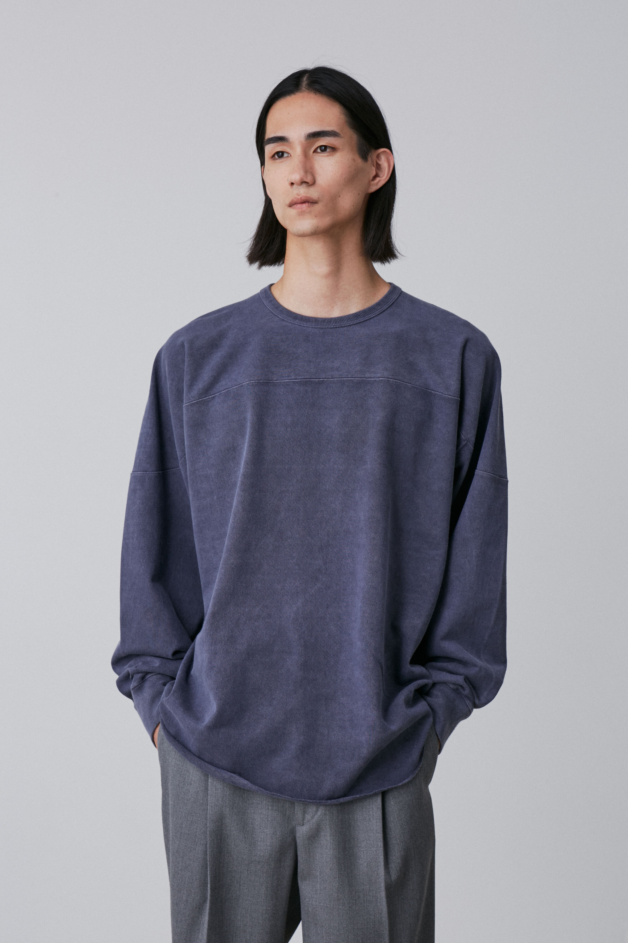 YLEVE 「YLEVE / OPEN END COTTON PIGMENT DYE LONG SLEEVE T-SHIRT」|Tシャツ・カットソー|ネイビー