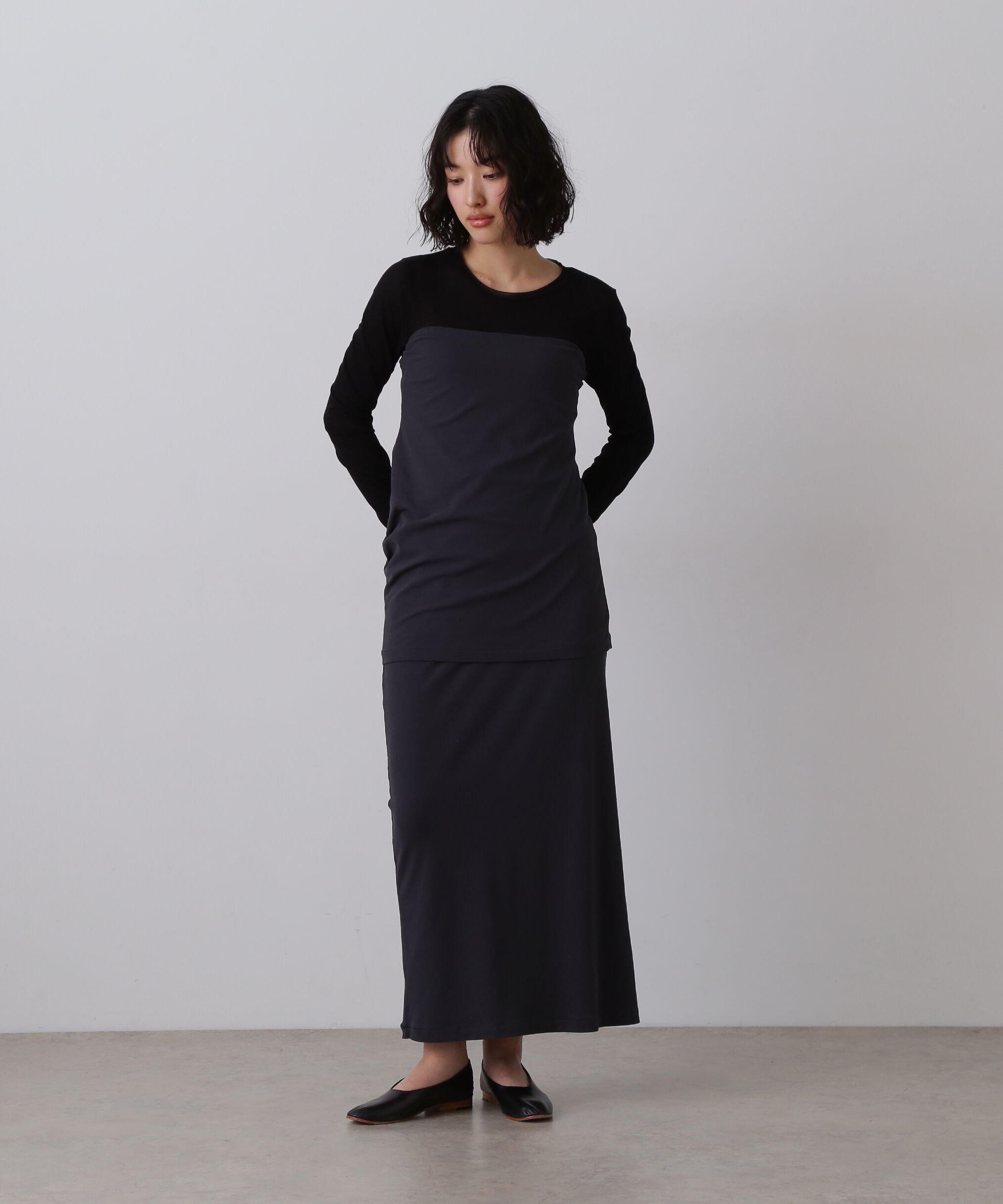 YLEVE 「YLEVE / 80/2 HIGH-TWISTED GAUZE BARE JERSEY ONE PIECE SKIRT」|ワンピース|グレー