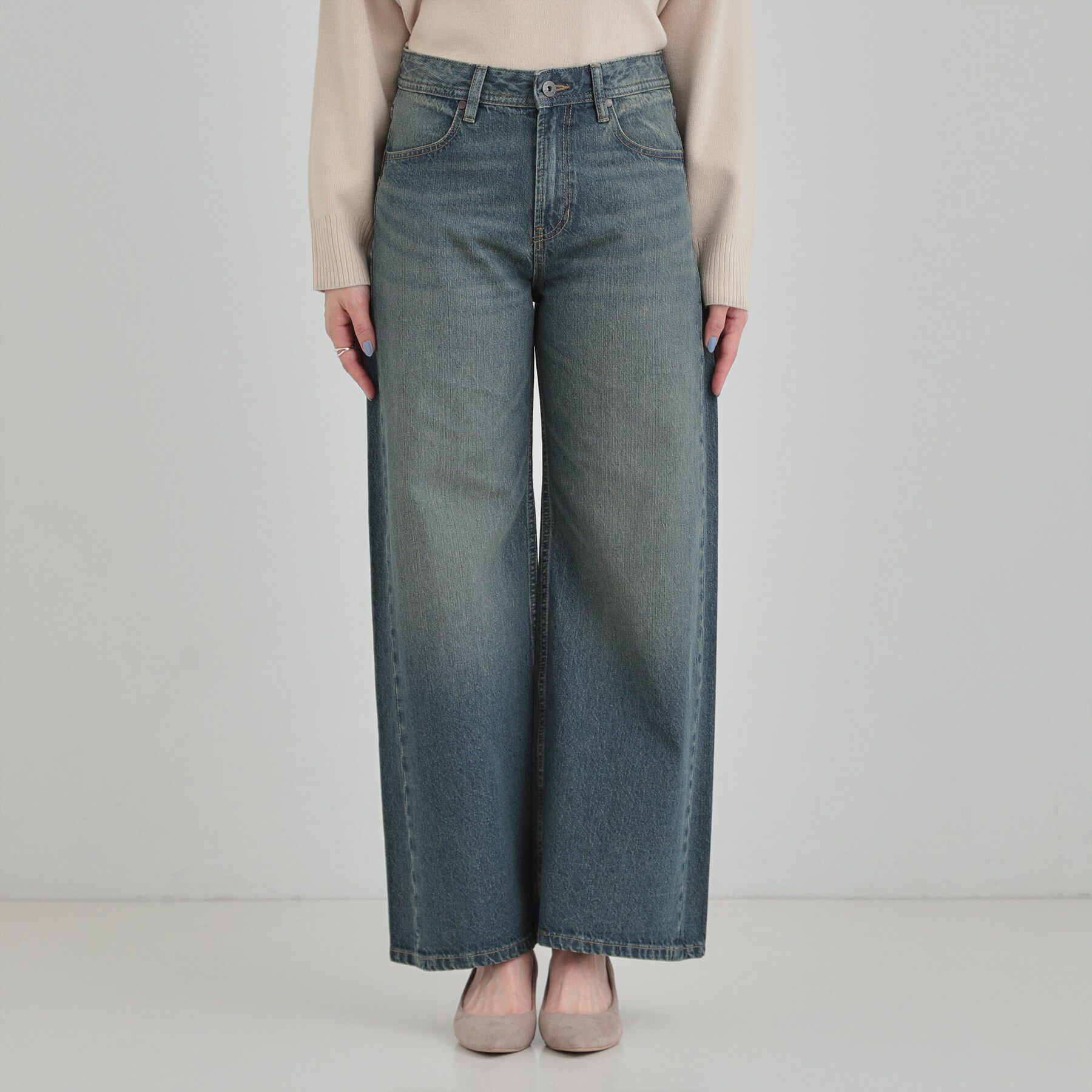 SHOO･LA･RUE「【SHOO・LA・RUE DENIM/S-LL】体型カバーにも バギーデニムワイドパンツ」|デニム|