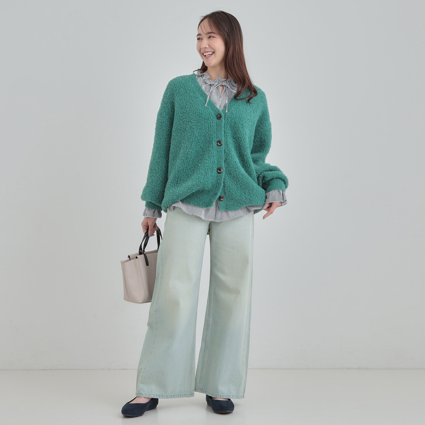 SHOO･LA･RUE「【SHOO・LA・RUE DENIM/S-LL】体型カバーにも バギーデニムワイドパンツ」|デニム|