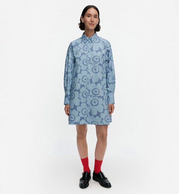 Marimekko「Kuvitelma Unikko ワンピース」|ワンピース|ﾗｲﾄﾌﾞﾙｰ&times;ﾗｲﾄﾌﾞﾙｰ