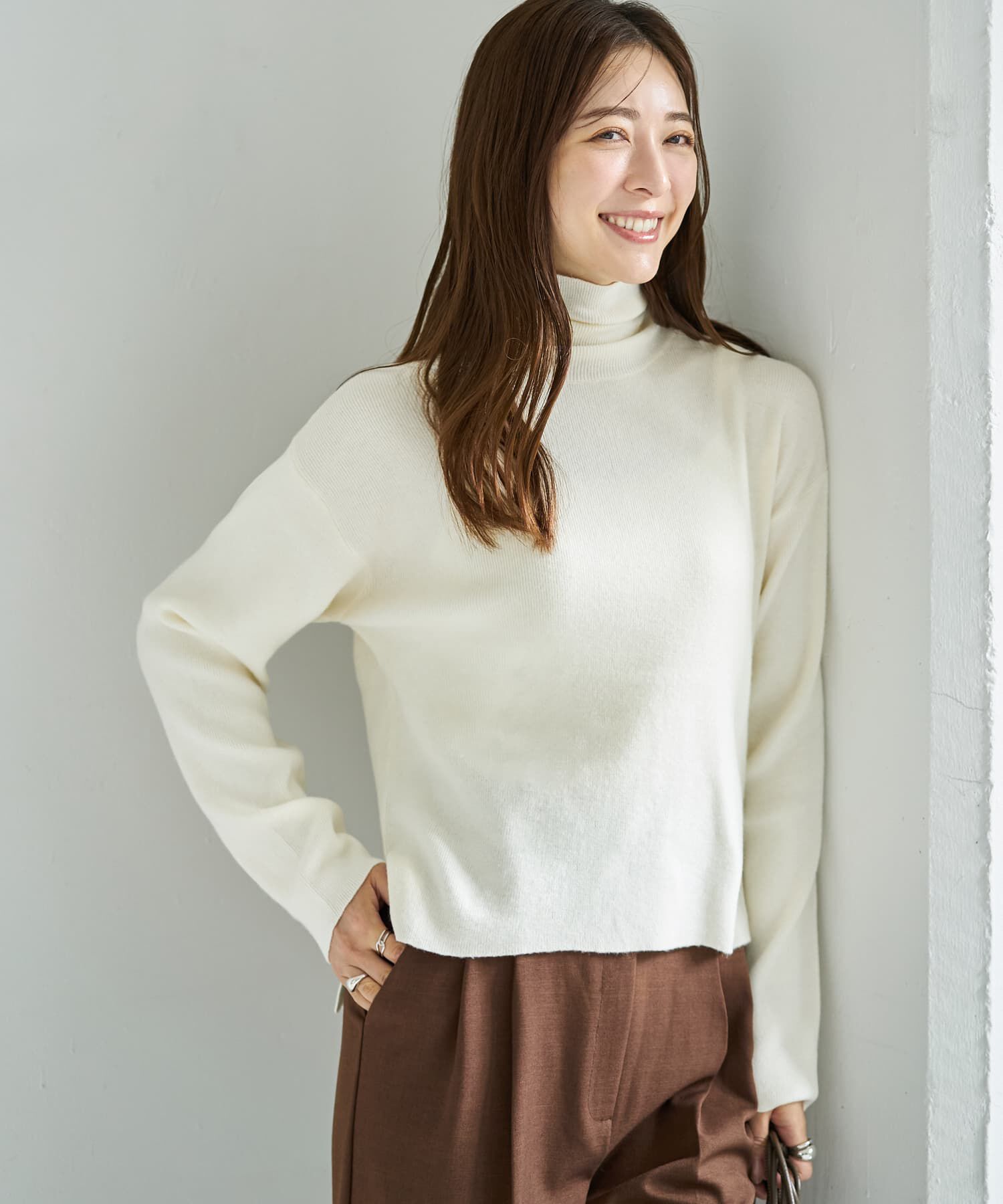 STYLE DELI「ソフトタッチ◆タートルネックワイドトップス」|ニット・セーター|ホワイト