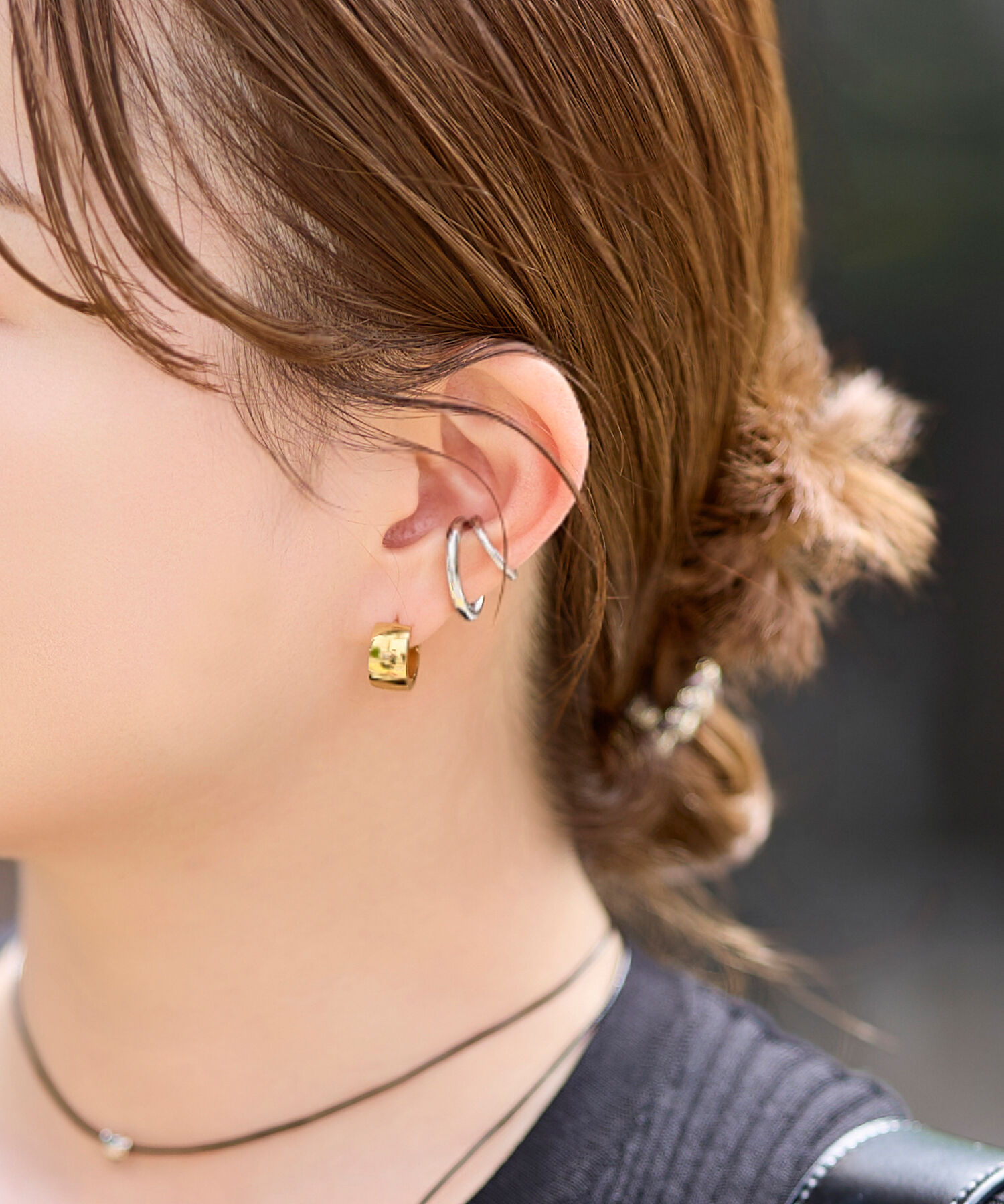 Phoebe「【金属アレルギー対応】ダブルシャインイヤーカフ　シルバー/ニッケルフリー」|イヤーカフ|
