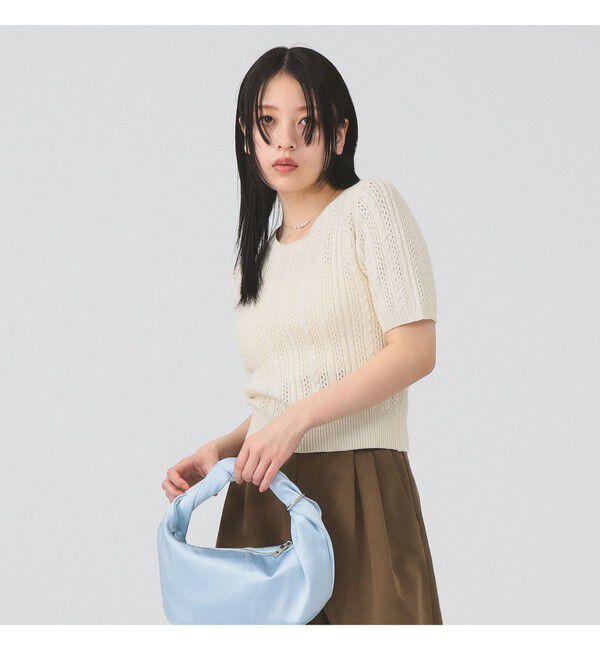 Ray BEAMS 「ケーブル ハーフスリーブ クルーネック」|ニット・セーター|