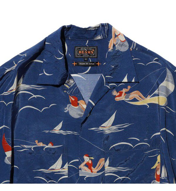 BEAMS PLUS「Open Collar Cupro Print」|シャツ・ブラウス|