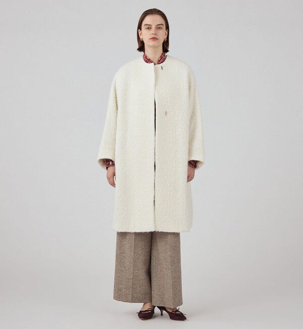 Ballsey「Flora クルーネックコート」|ノーカラーコート|