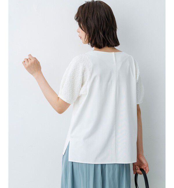 組曲「パフジャカードコンビジャージー パフスリーブカットソー」|Tシャツ・カットソー|