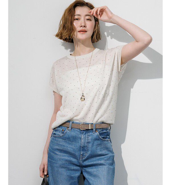 23区「【WEB&一部店舗限定カラーあり】シアードット フレンチスリーブ ニット」|ニット・セーター|ﾗｲﾄｸﾞﾚ