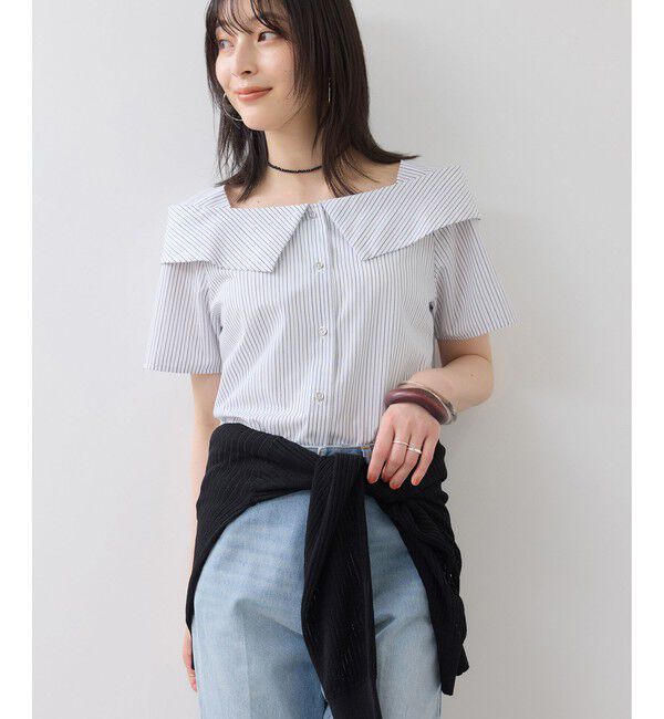 VIS「【夏トク価格】オフショルライクハーフスリーブブラウス/イージーケア」|シャツ・ブラウス|