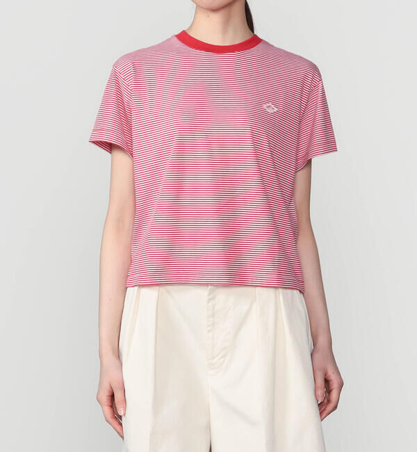 DANTON「DANTON | クルーネック Tシャツ STRIPE WOMEN」|Tシャツ・カットソー|RED系1