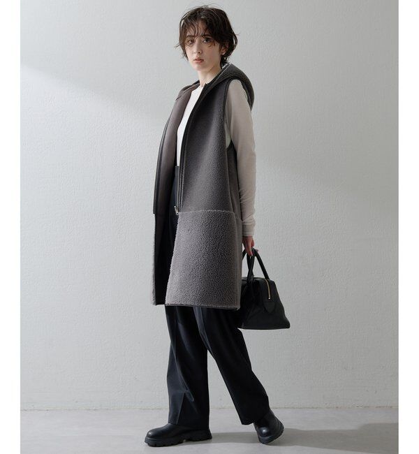THE PAUSE「＜WEB限定＞【THE PAUSE】ボアフードロングジレ」|ベスト・ジレ|