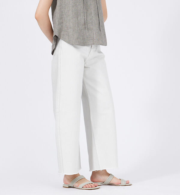 qualite「【SERGE】WIDE W SELVEDGE ワイドデニムパンツ」|デニム|ホワイト