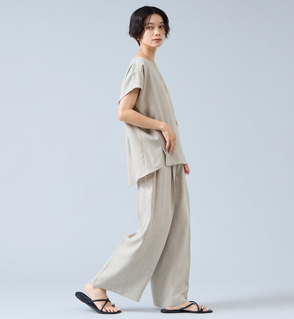 Liesse「《定番》麻調ボートネックブラウス（セットアップ可）」|シャツ・ブラウス|