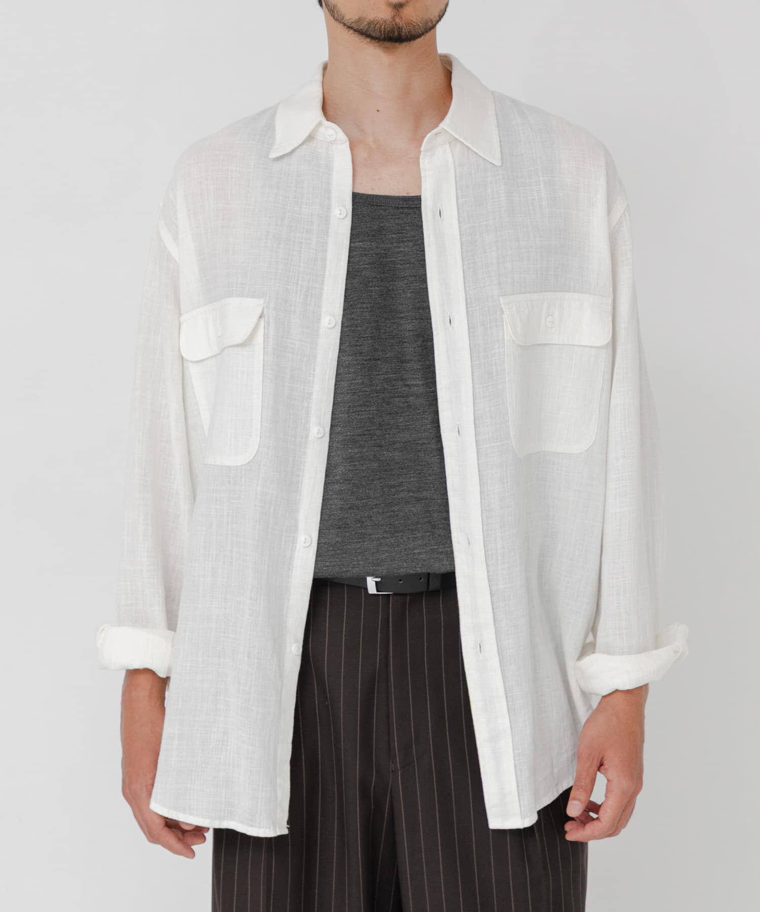 URBAN RESEARCH「SANDWASH LINEN WORK SHIRTS」|シャツ・ブラウス|ホワイト