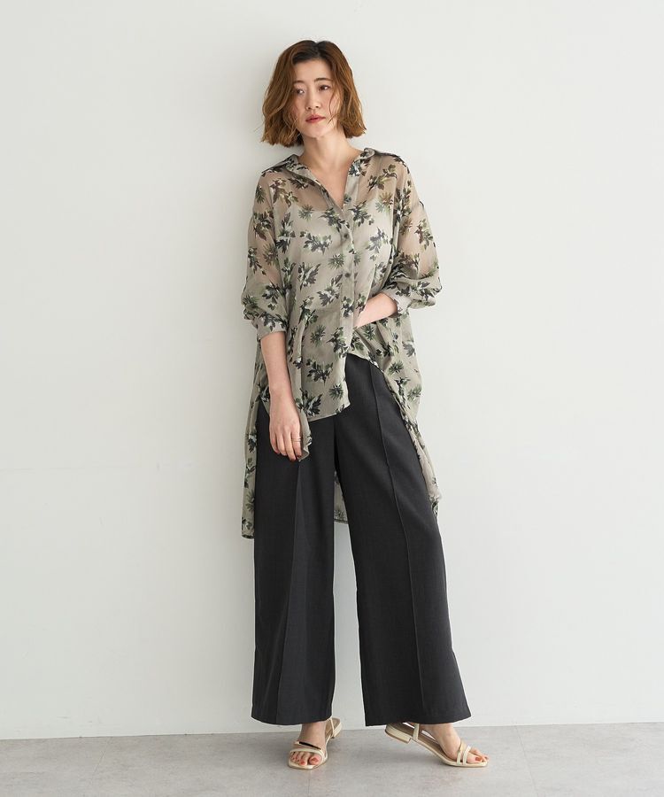 YECCA VECCA「フラワー柄シアーロングシャツ」|シャツ・ブラウス|
