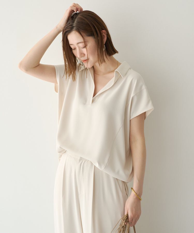 YECCA VECCA「【接触冷感】COOLスキッパーブラウス」|シャツ・ブラウス|Ivory