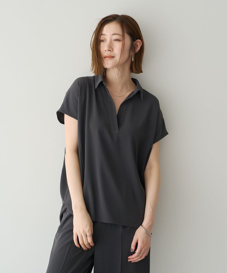 YECCA VECCA「【接触冷感】COOLスキッパーブラウス」|シャツ・ブラウス|