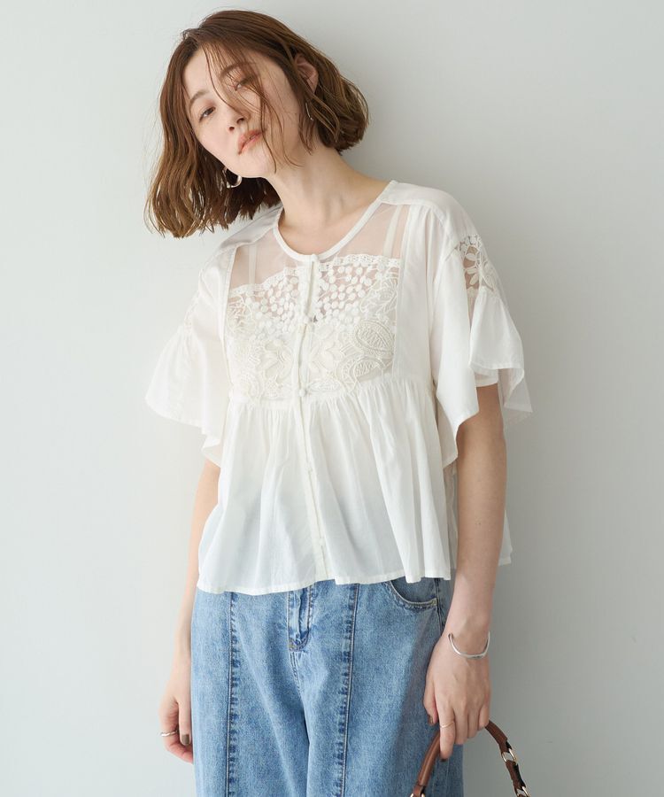 YECCA VECCA「刺繍レースブラウス」|シャツ・ブラウス|