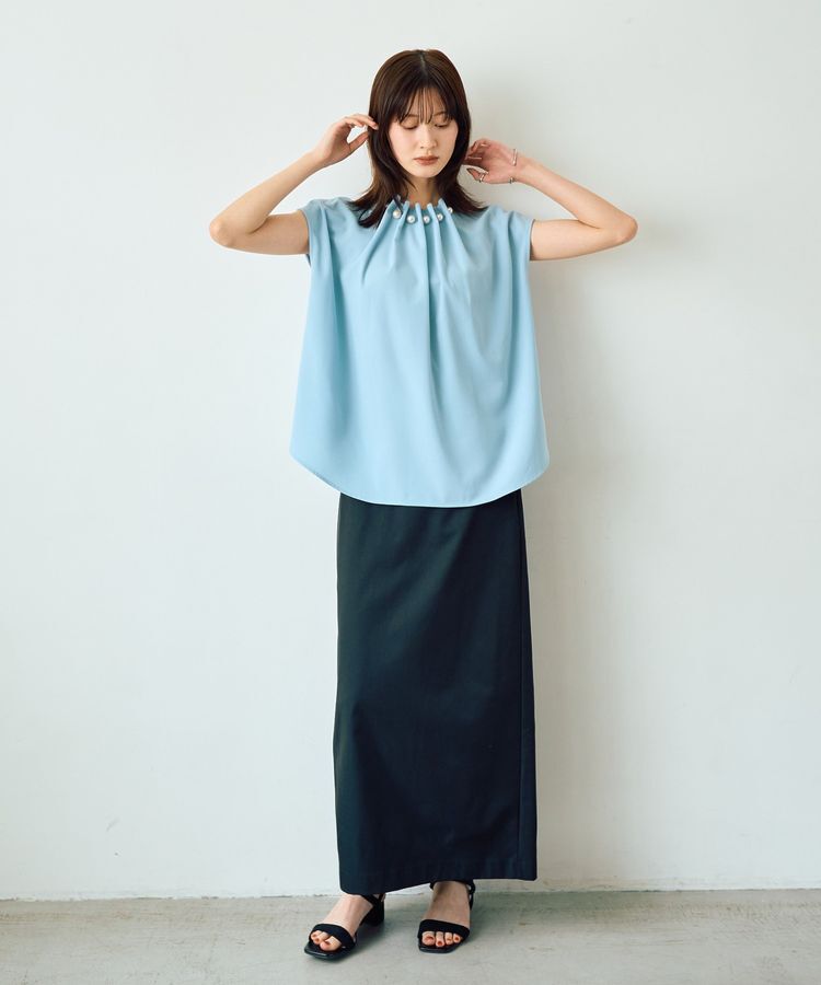 YECCA VECCA「パールタックフレンチスリーブブラウス」|シャツ・ブラウス|