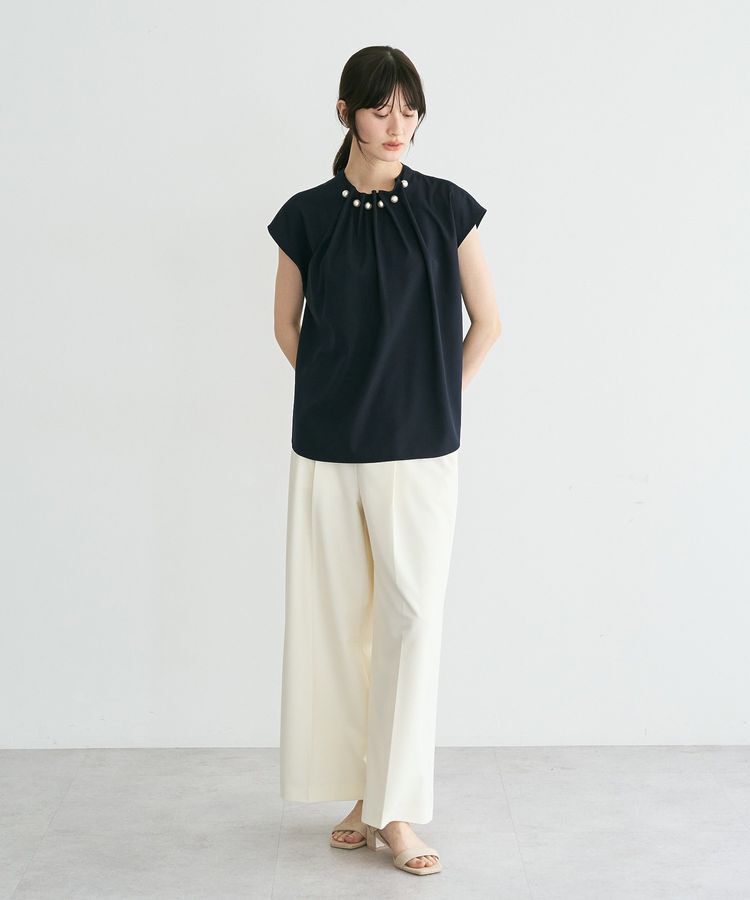 YECCA VECCA「パールタックフレンチスリーブブラウス」|シャツ・ブラウス|