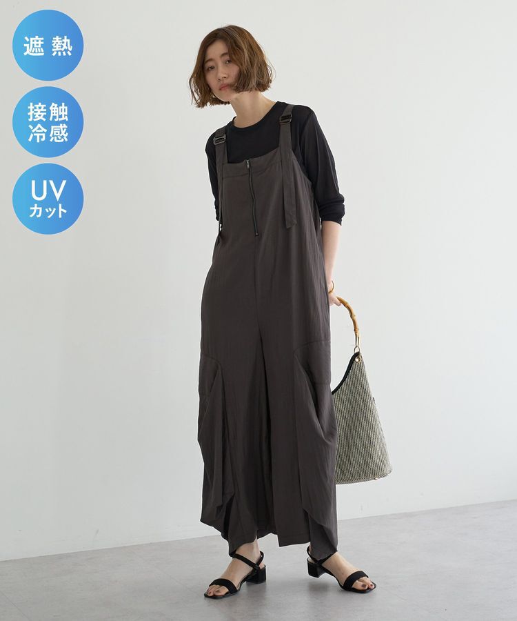 Editt by YECCA VECCA「【UVカット/接触冷感/遮熱】COOLコクーンサロペット」|オールインワン|Charcoal Gray