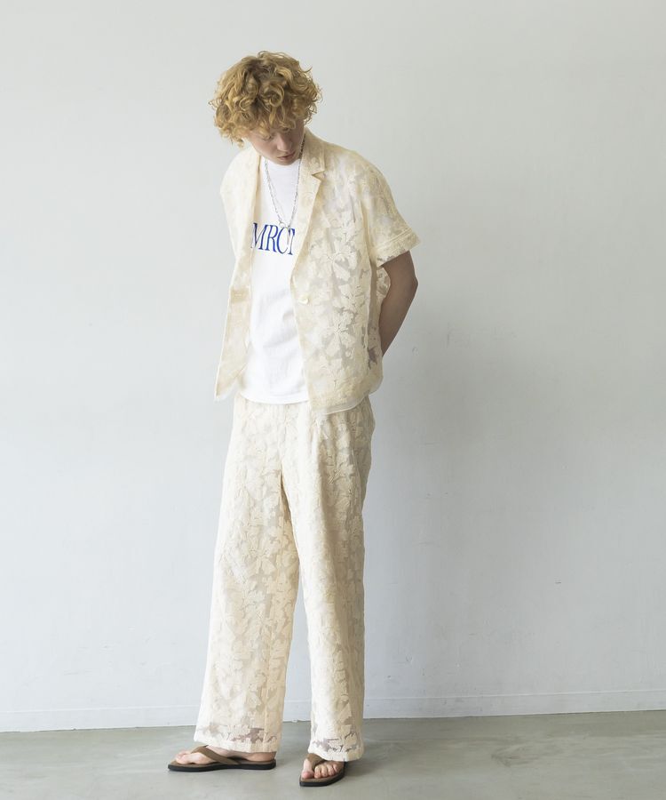 GARAGE OF GOOD CLOTHING「クロスステッチ刺繍ロングパンツ」|その他|Off White