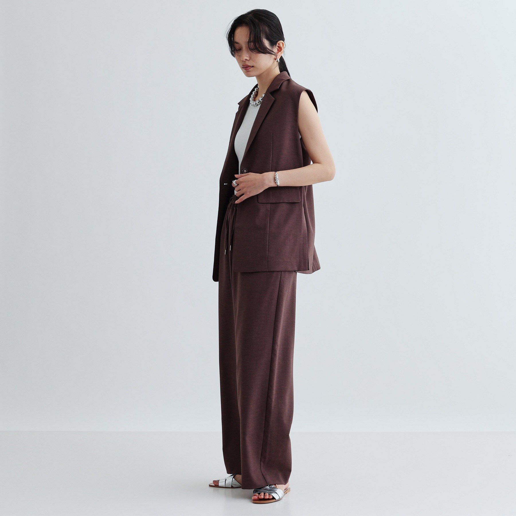 GALLEST「【セットアップ対応】リネンライクジレジャケット【カセット服/通勤・オフィス】」|ベスト・ジレ|
