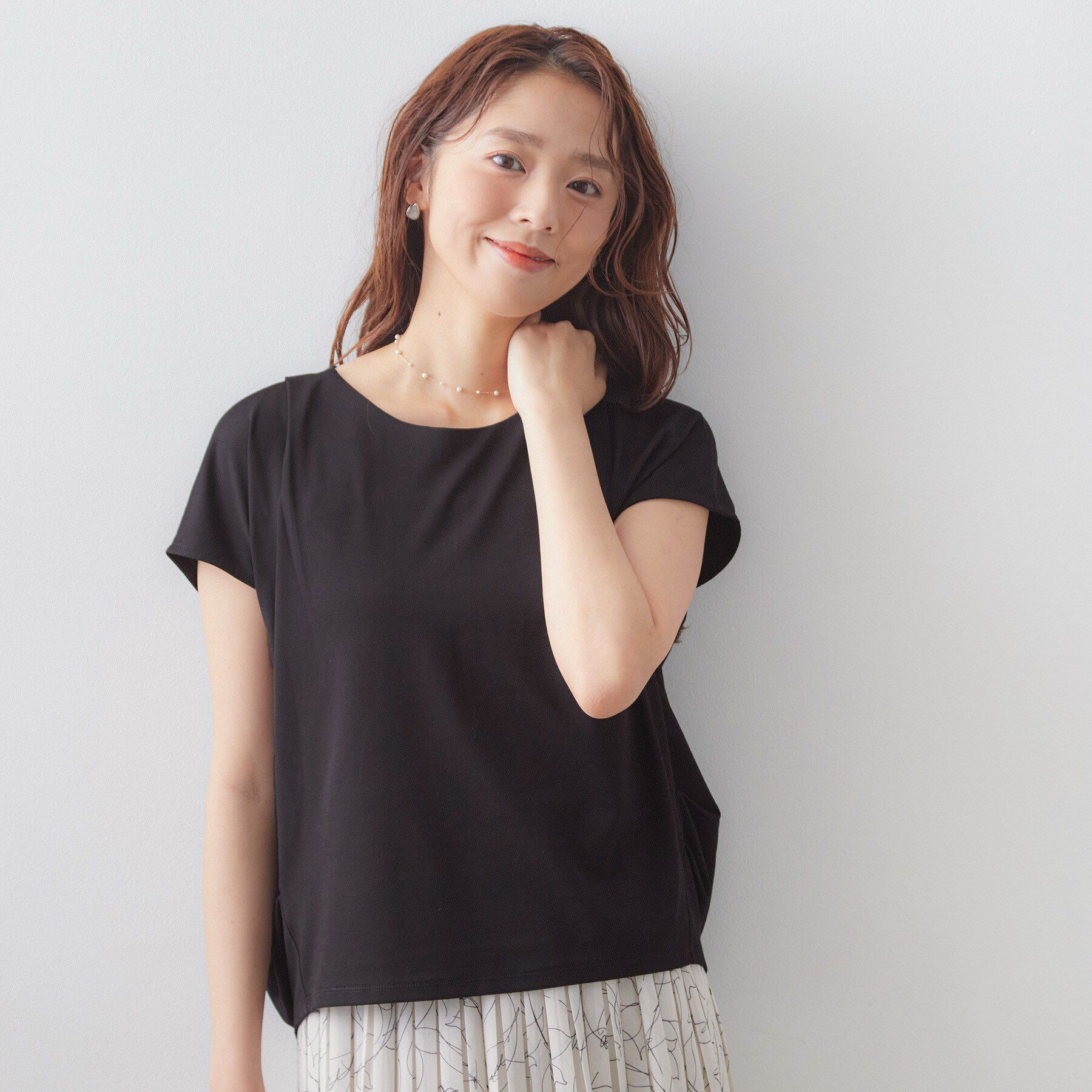 index「【接触冷感／UV】ひんやりコクーントップス《洗濯機OK》」|Tシャツ・カットソー|ブラック(019)