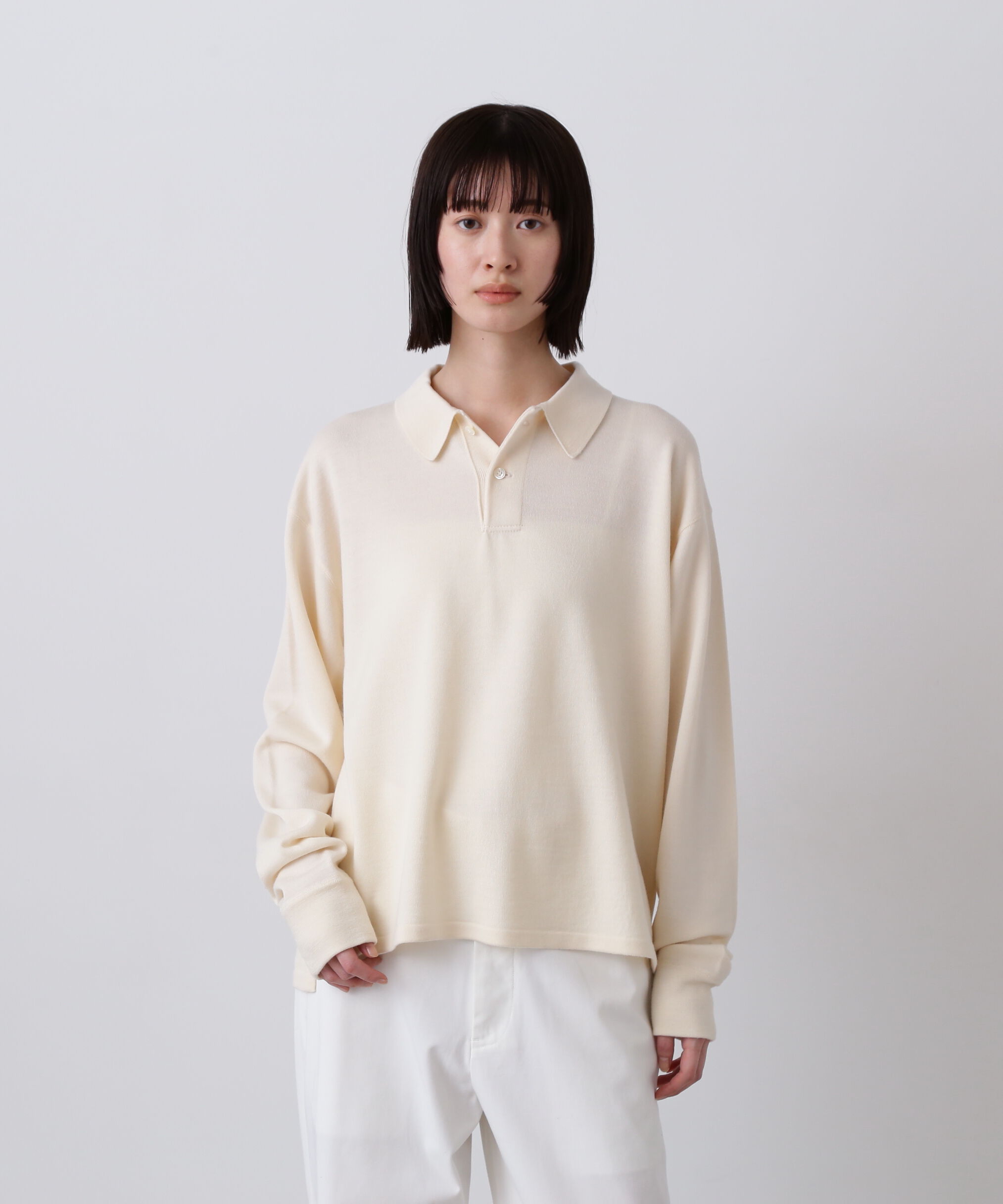 YLEVE 「Ｙ / NONMULESING WOOL KN POLO」|ニット・セーター|ホワイト