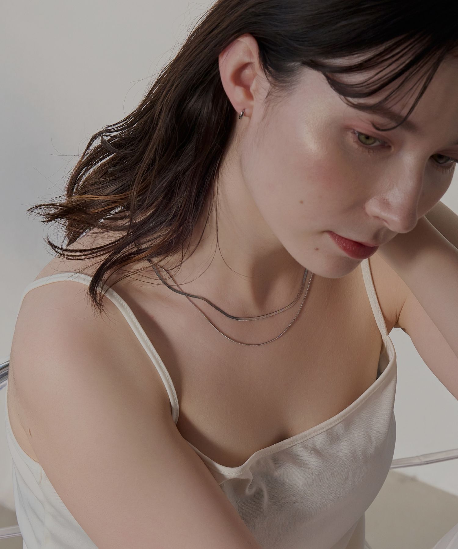 Phoebe「【金属アレルギー対応】ワンタッチメタルフープミニピアス　シルバー/サージカルステンレス」|ピアス|