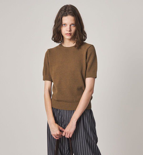 STEVEN ALAN「＜Steven Alan＞ハーフスリーブ ニット プルオーバー」|ニット・セーター|OLIVE