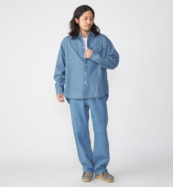 SHIPS「SHIPS: 6.5oz ウォッシュド デニム レギュラーカラー 長袖 シャツ」|シャツ・ブラウス|