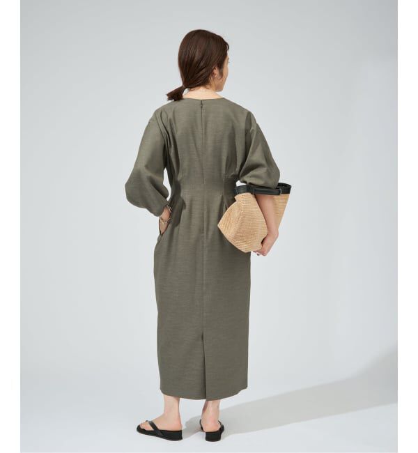 VERMEIL par iena「《一部WEB限定》FLAXASA jewel ox ウエストシェイプワンピース」|ワンピース|