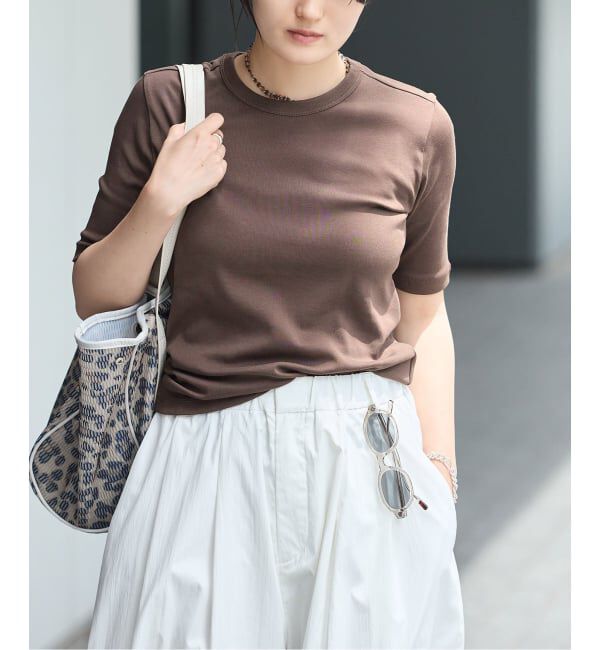 IENA「オーガニックフライスTシャツ」|Tシャツ・カットソー|ブラウン