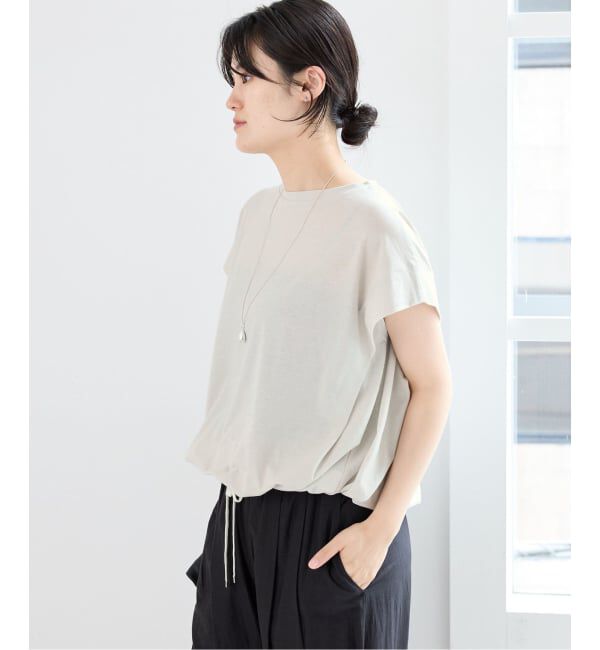 IENA「《接触冷感》フレンチタックスリーブ ドロストTシャツ」|Tシャツ・カットソー|