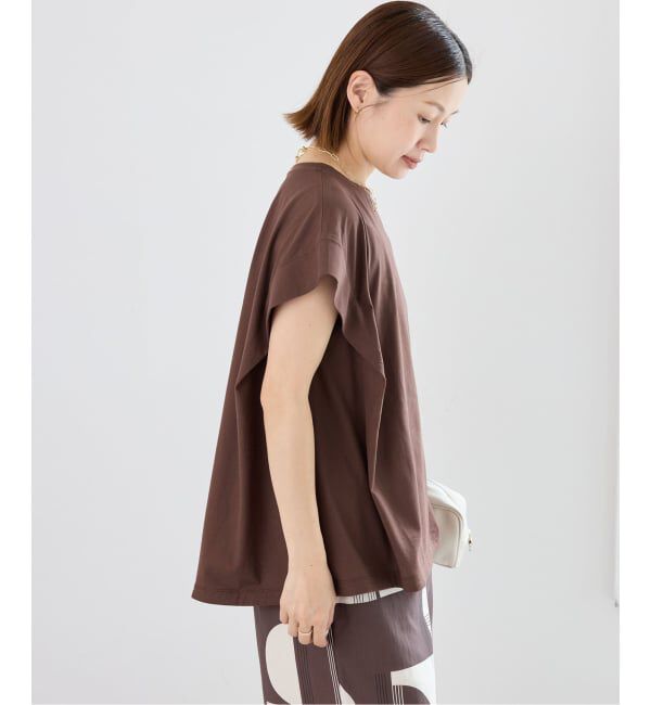 IENA「《接触冷感》フレンチタックスリーブ ドロストTシャツ」|Tシャツ・カットソー|