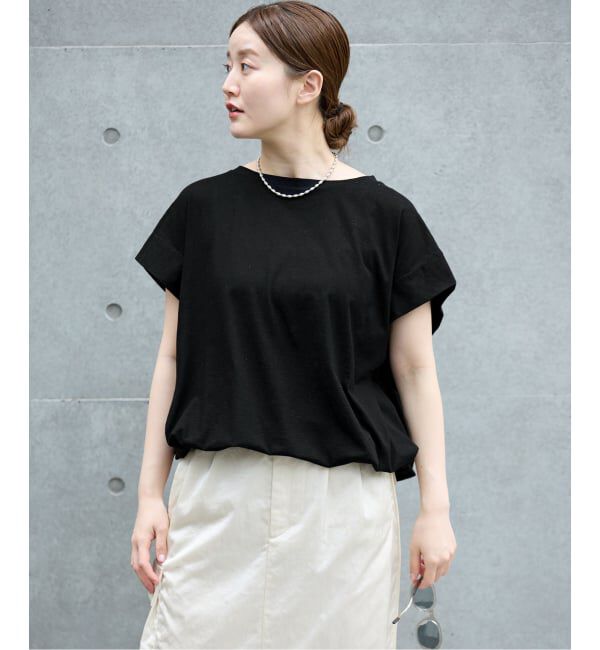 IENA「《接触冷感》フレンチタックスリーブ ドロストTシャツ」|Tシャツ・カットソー|