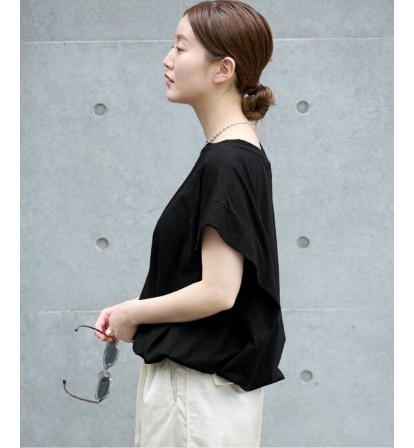 IENA「《接触冷感》フレンチタックスリーブ ドロストTシャツ」|Tシャツ・カットソー|