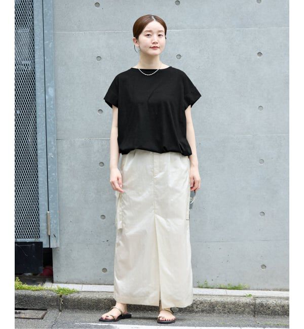 IENA「《接触冷感》フレンチタックスリーブ ドロストTシャツ」|Tシャツ・カットソー|