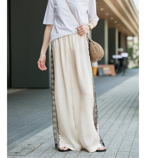 VERMEIL par iena「Side Lace リラックスパンツ」|その他|ホワイト A