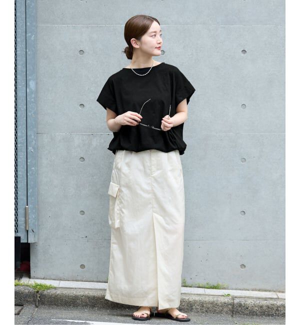 IENA「《追加/接触冷感》フレンチタックスリーブ ドロストTシャツ」|Tシャツ・カットソー|