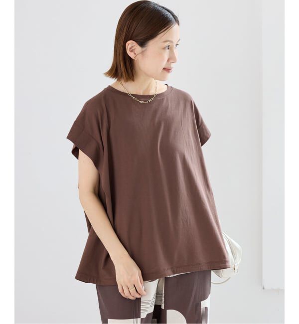 IENA「《追加/接触冷感》フレンチタックスリーブ ドロストTシャツ」|Tシャツ・カットソー|