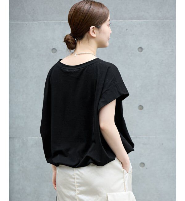 IENA「《追加/接触冷感》フレンチタックスリーブ ドロストTシャツ」|Tシャツ・カットソー|