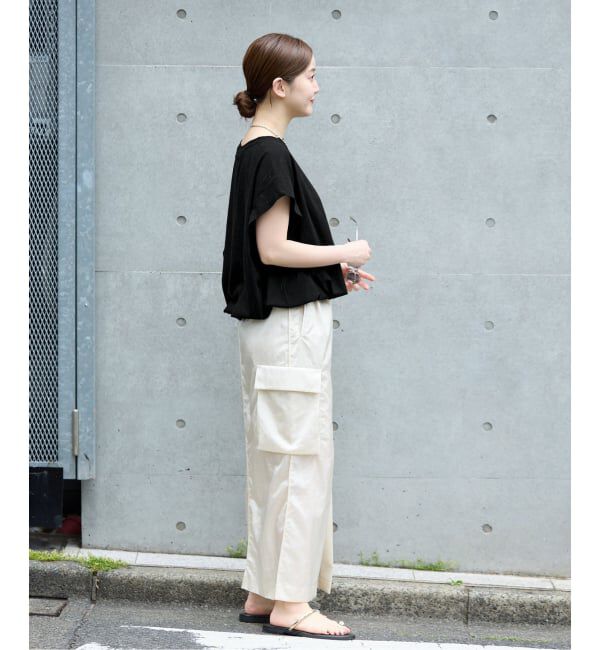 IENA「《追加/接触冷感》フレンチタックスリーブ ドロストTシャツ」|Tシャツ・カットソー|