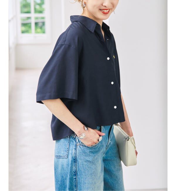 Spick and Span「リネンブレンドロゴ刺繍ショートシャツ」|シャツ・ブラウス|