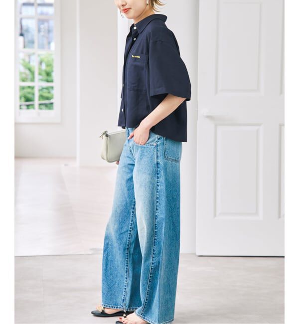Spick and Span「リネンブレンドロゴ刺繍ショートシャツ」|シャツ・ブラウス|