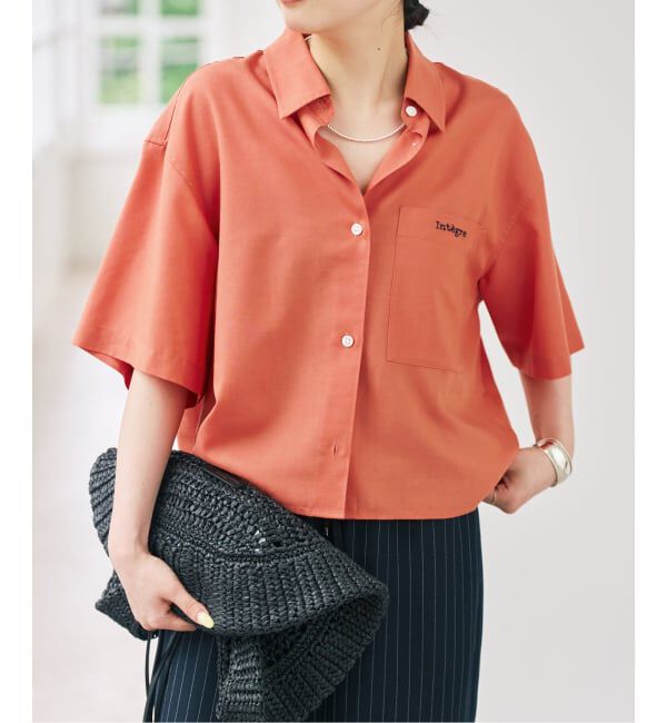 Spick and Span「リネンブレンドロゴ刺繍ショートシャツ」|シャツ・ブラウス|