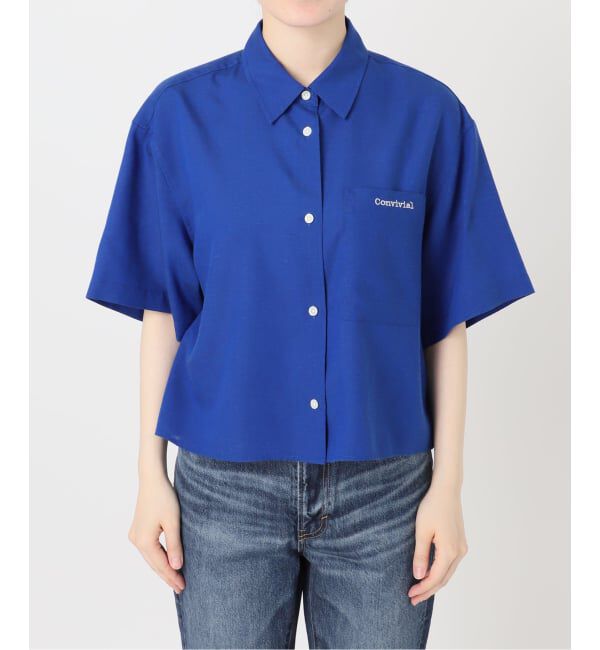 Spick and Span「リネンブレンドロゴ刺繍ショートシャツ」|シャツ・ブラウス|