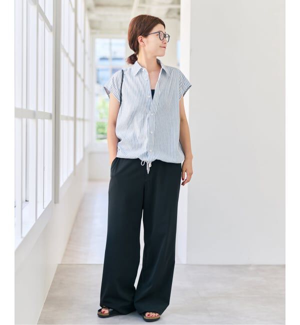 Spick and Span「ストライプフレンチヘムギャザーシャツ」|シャツ・ブラウス|