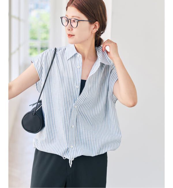 Spick and Span「ストライプフレンチヘムギャザーシャツ」|シャツ・ブラウス|